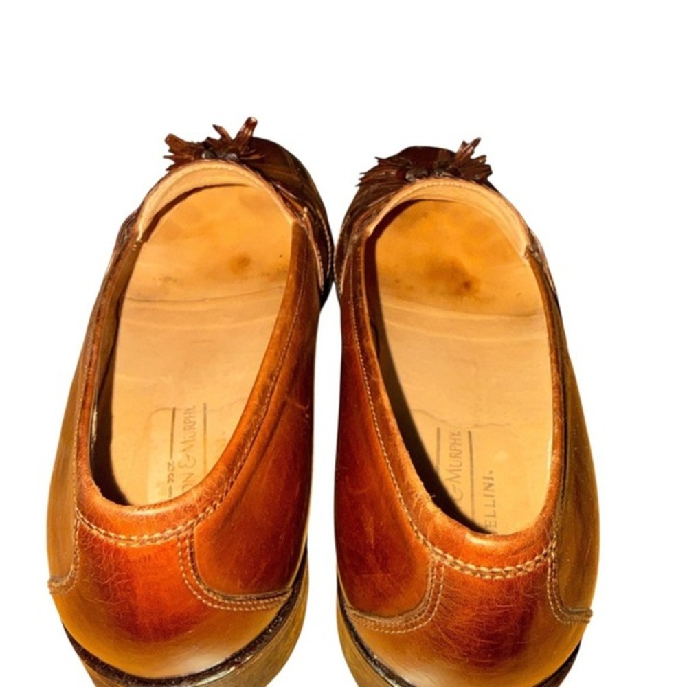 Johnston & Murphy Loafers Mens 8.5W Pre-Owned Brown Tassel Braided Leather Italy - Picture 12 of 16